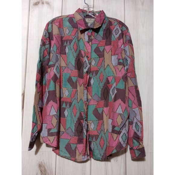 Sophisticated Shirt Ladies Large Pink Button Front Long Sleeve Vintage 90s Light - Picture 1 of 6